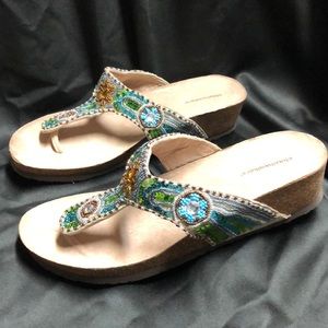 Cloudwalkers beaded wedge Flip flop sandal 12 w
